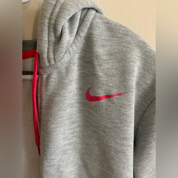 Grey Nike Dry-Fit Zip up Hoodie with Pink Details - Picture 3 of 4